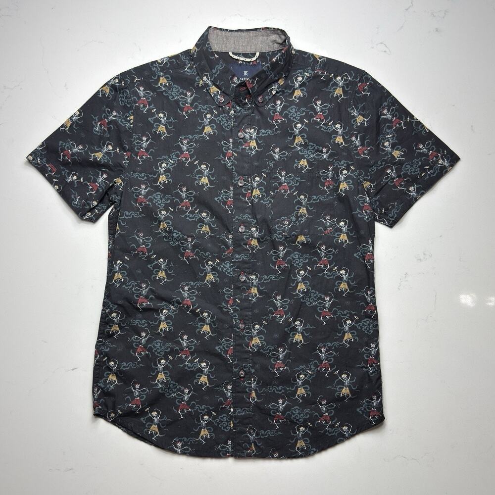 Roark Revival Shirt Men’s S Skull Day of The Dead Print Short Sleeve Button Up